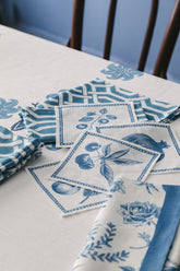 Azure Garden Keten 6'lı Kokteyl Peçete Seti - uniqlooms.com